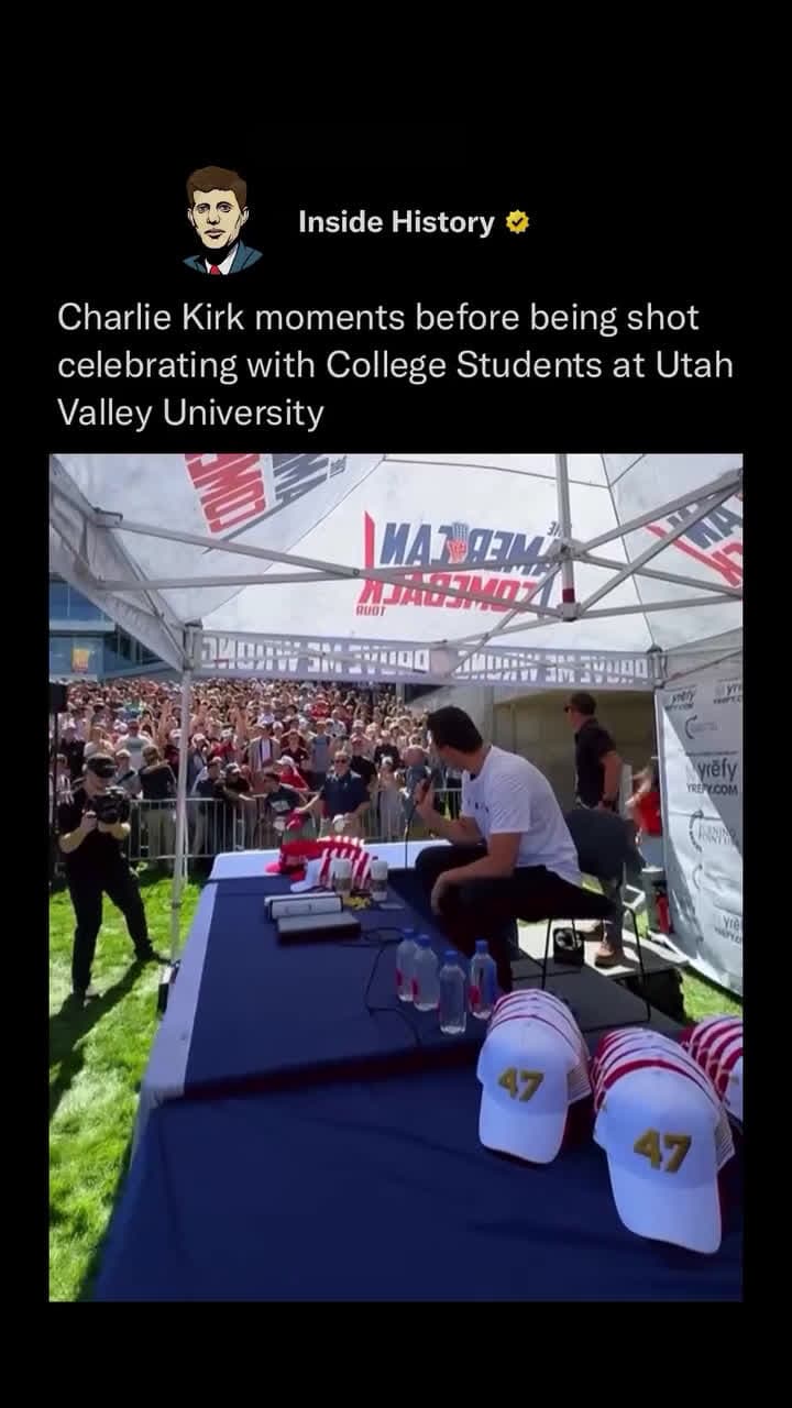 cover for Moments before the tragedy at Utah Valley University, Charlie Kirk was interacting with students, smiling, answering questions, and enjoying a lively exchange as part of his “Prove Me Wrong” tour. The atmosphere was energetic a...