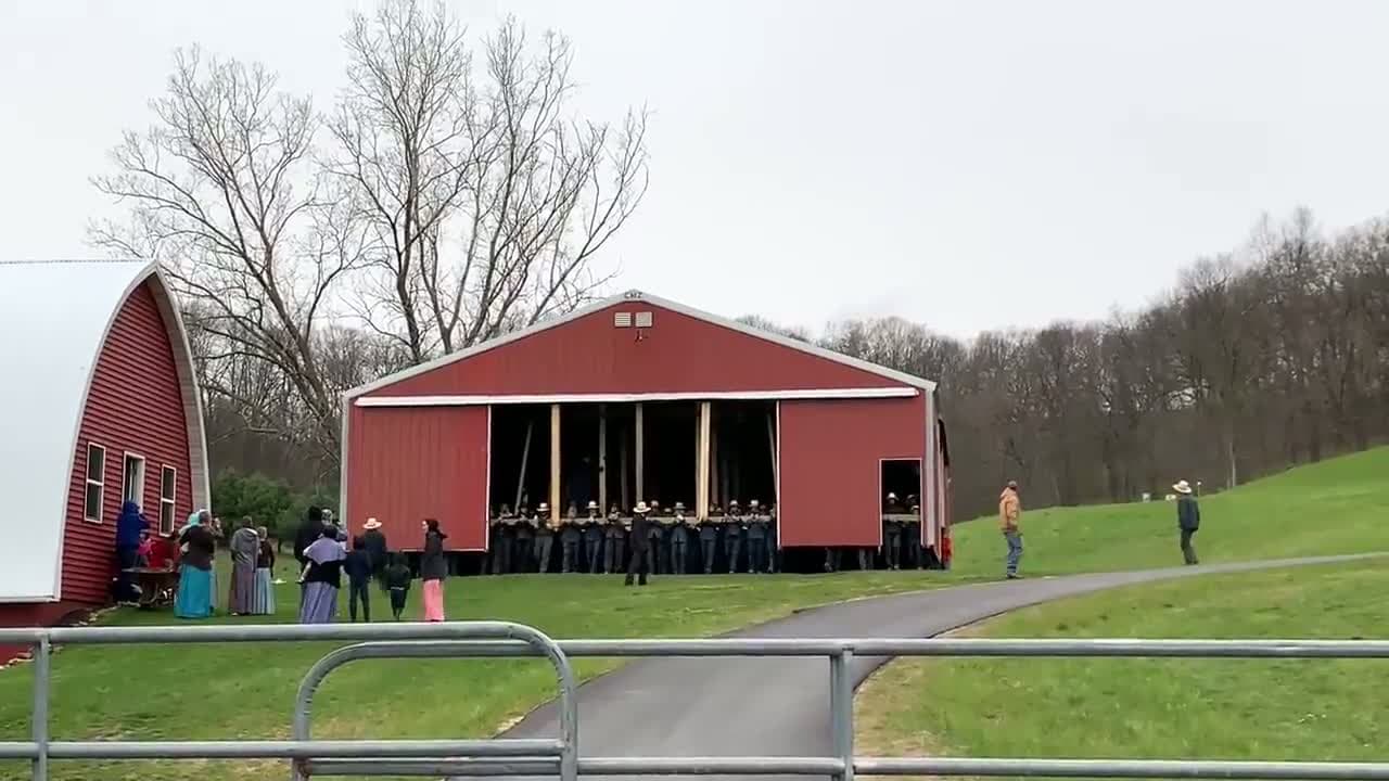 cover for Watch the impressive Amish way of moving a barn! 🛠️🏠 #AmishLife #BarnMoving #TraditionalSkills