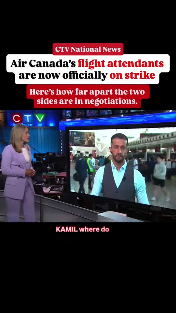 cover for Air Canada flight attendants launch strike after stalled talks with CUPE; government monitors potential travel disruptions. ✈️ #AirCanada #CUPE #FlightAttendants #Strike