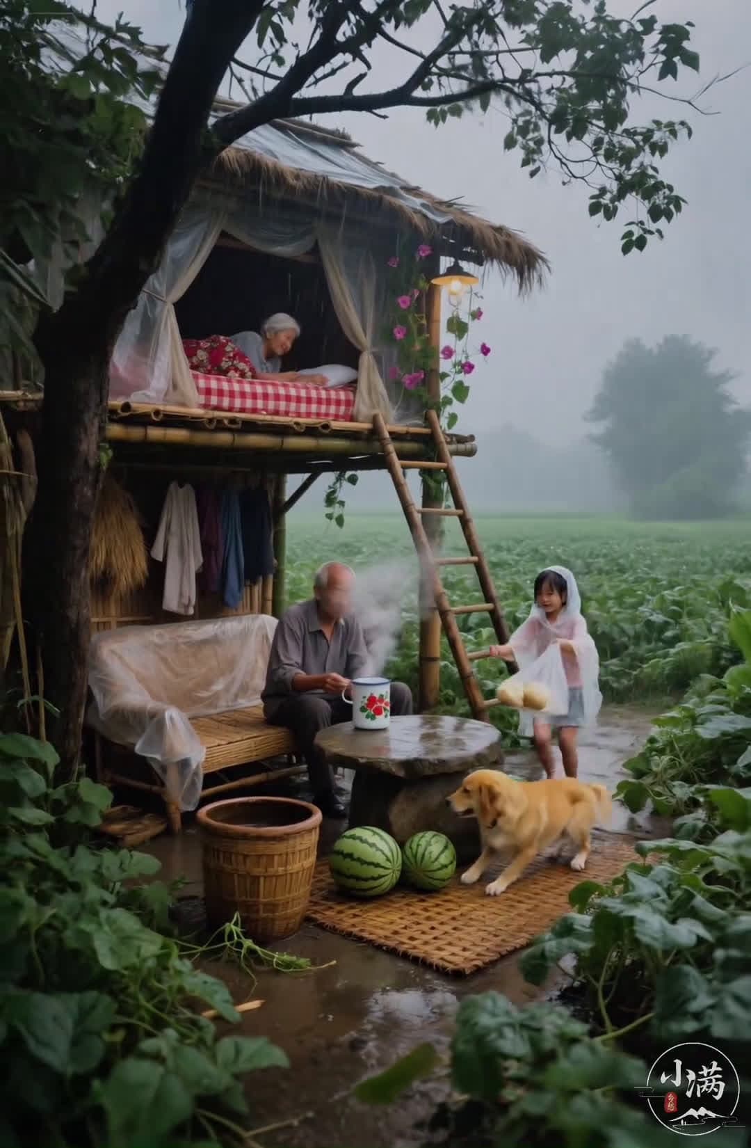 cover for AI Rural Scene: Through wind and rain, a granddaughter's hot buns carry endless care for grandparents #PastoralLife#FamilyBond#RainyDayCheer#AIgeneratedvideo#Wholesome