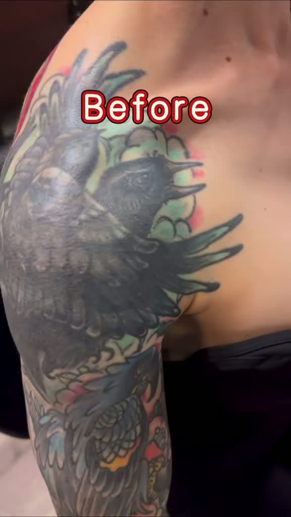 cover for Old tattoo sleeve makeover in progress 🛠️ Watch the transformation! #TattooTransformation #TattooIdeas #ColorTattoo
