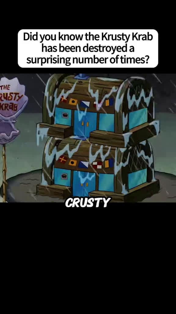 cover for The Krusty Krab has been destroyed more times than you think—and it somehow always bounces back! 🍟💥 #SpongeBob #KrustyKrab #Nostalgia #Animation #Cartoon