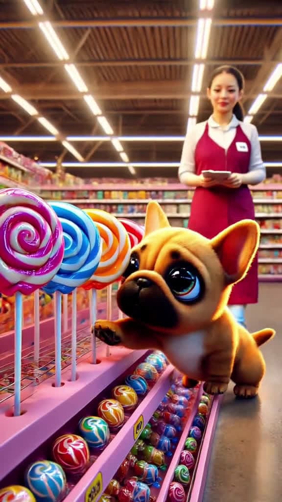 cover for AIArt: Puppy uses rainbow candy to cheer up sad girl! #KidsEntertainment#AdorablePets#AIAnimationVideo#FamilyFun#CuteMoments