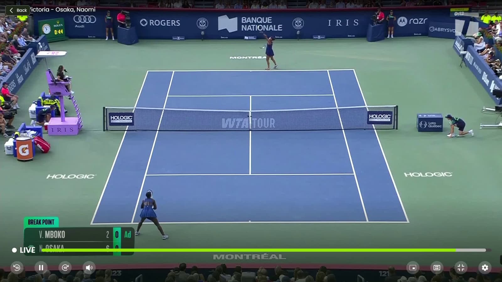 cover for Mboko pulls off an incredible break with a last-second return against Osaka! 🎾🔥 #Tennis #Osaka #Mboko #SportsMoment