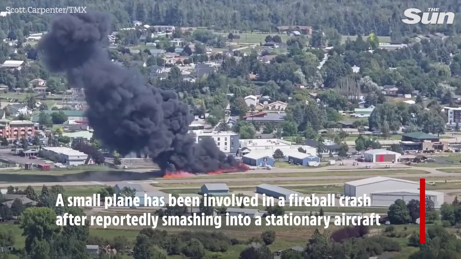 cover for Two planes crash leaving huge blaze burning on runway at Montana airport