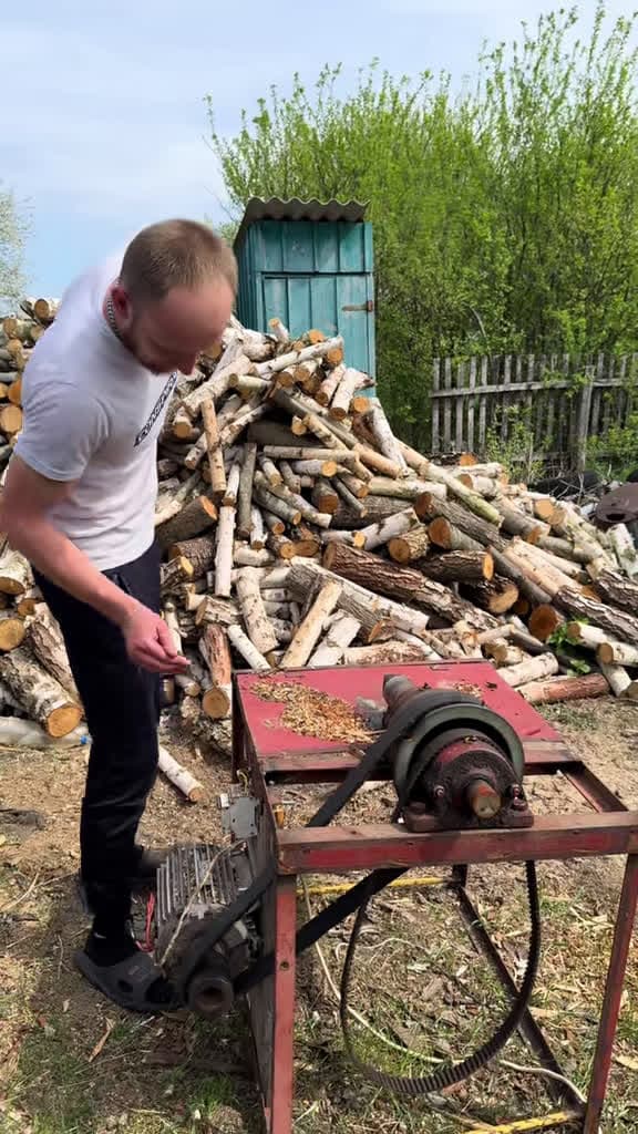 cover for Building a powerful homemade woodworking machine from scratch! 🔨 #woodworking #wood #Stihl