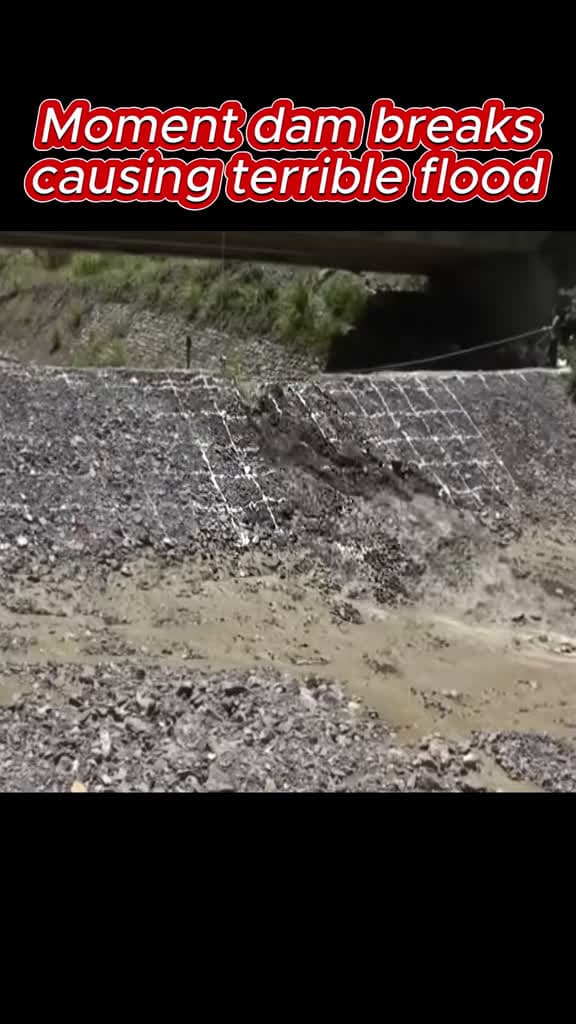 cover for Dam bursts, unleashing a powerful flash flood — watch the dramatic moment unfold 😱💦 #FlashFlood #DamBreak #EpicMoment #NaturePower