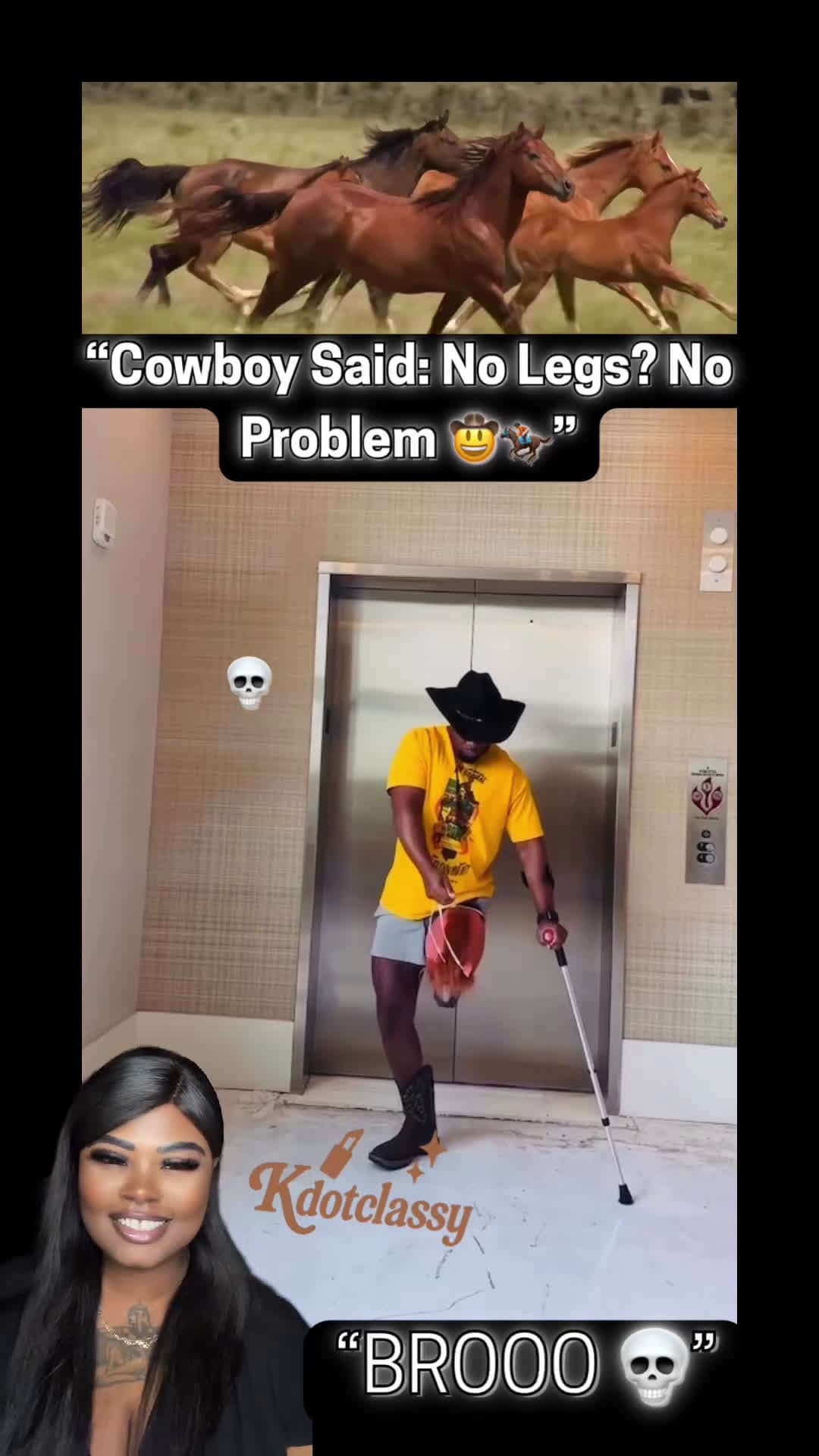cover for “When the song says ‘Ride It’ but you ain’t got no legs… so you bring your own horse to the dance floor 🤠🎶 #CowboyInnovations #RideItRemix #LilHorseyShuffle”