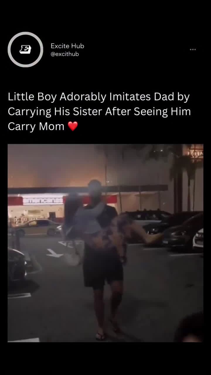 cover for Like father, like son - he saw dad carrying mom, so he picked up his sister to match #SpreadTheLove#ThePawfectMoment