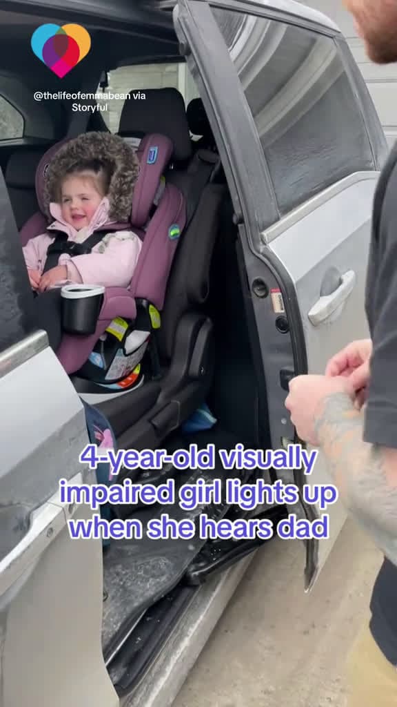 cover for 4-year-old is visually impaired but her face says it all when she realizes her dad is home 67306 #american