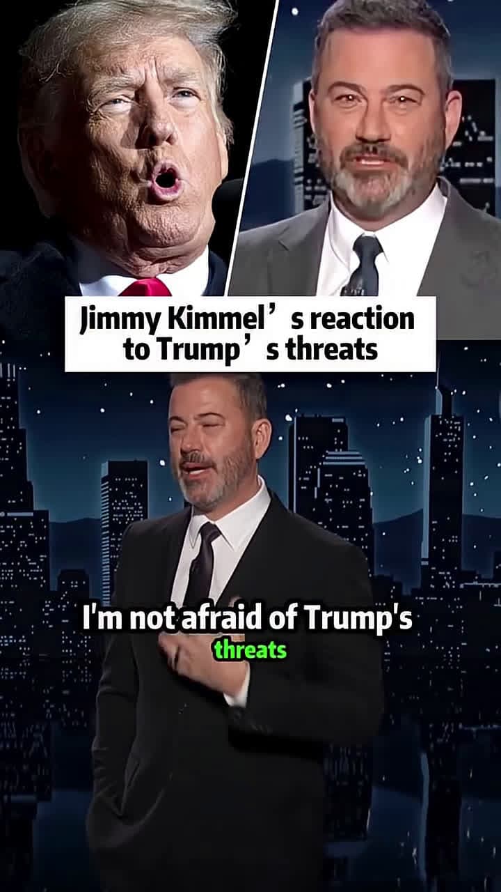 cover for Jimmy Kimmel’s reaction to Trump’s threats #celebrity #shorts #trump