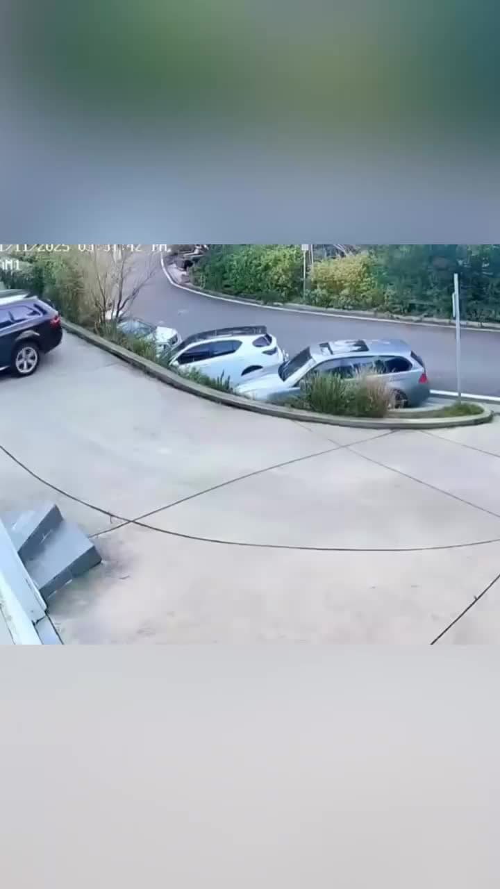 cover for Car rolls back and lands on top of parked vehicles 😱It’s always a good idea to use wheel Chocks when working on a vehicle and a level floor