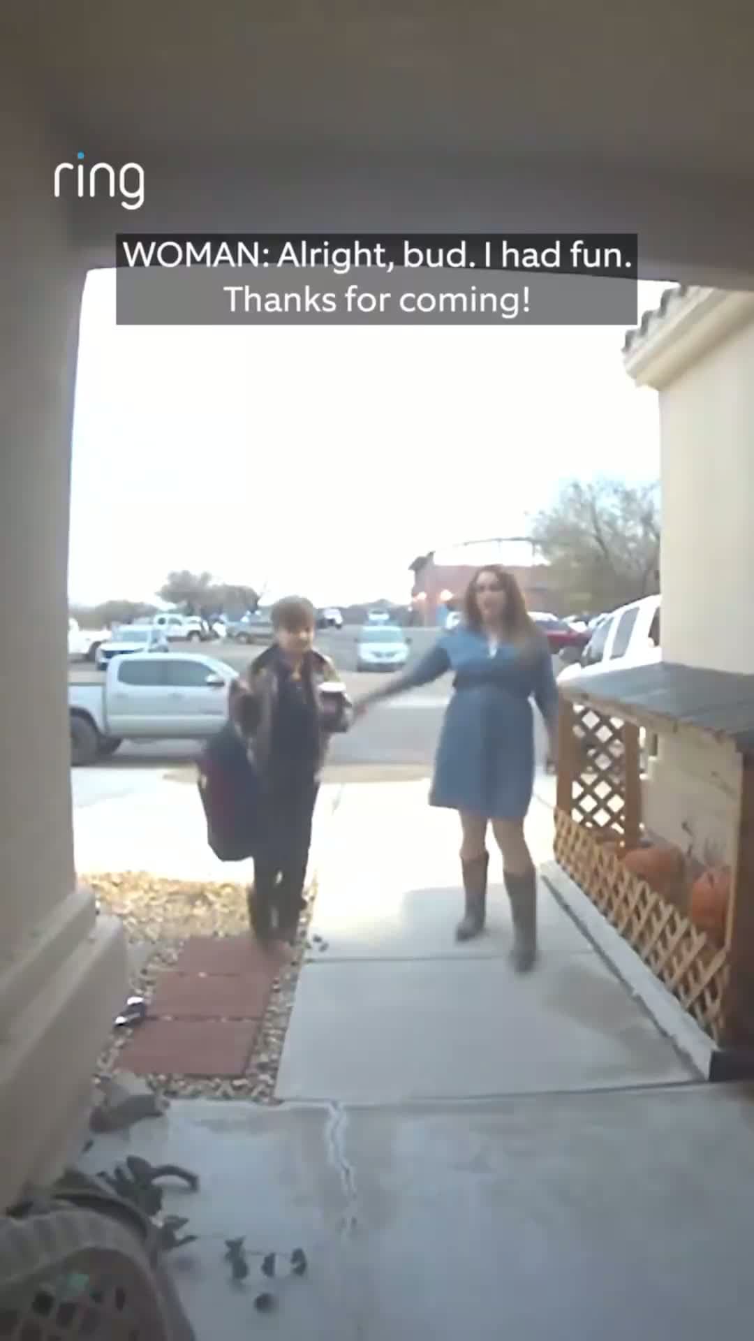cover for Amanda is a friend of mine who took my son Kash to a school dance for me when I was sick, and the Ring footage captured the drop-off. She reached in for a hug but he kept walking, and a few moments later he realized maybe she had 