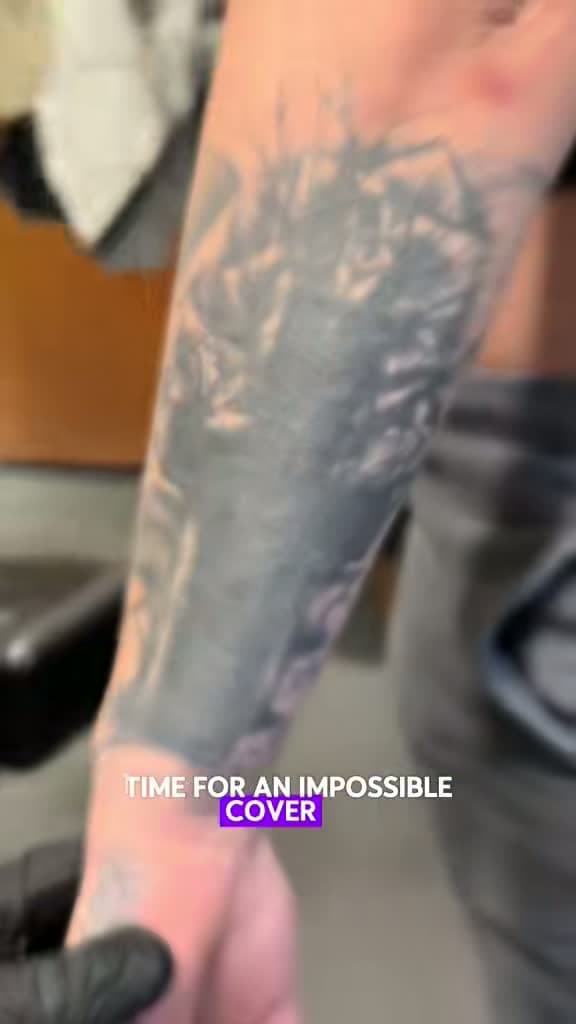 cover for Another impossible cover-up nailed! My client sat like a rock through this full-day session 😤💪 #tattoocoverup #ink #tattooart