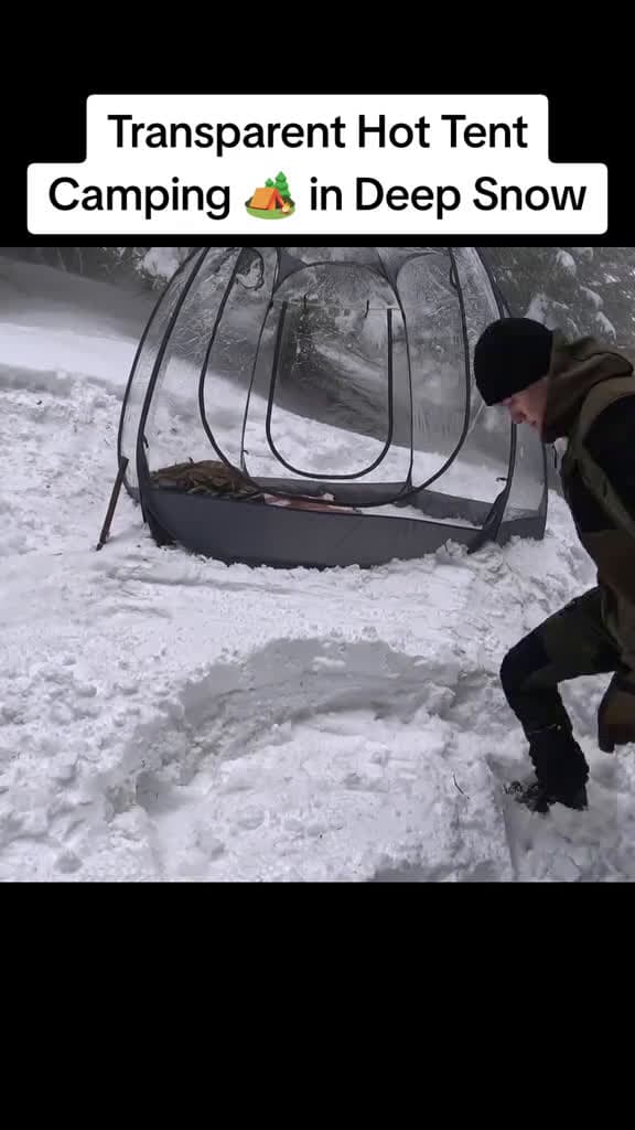 cover for Transparent Hot Tent Camping in Deep Snow campinglight rain natural 1millionviews camping 50495 #trending