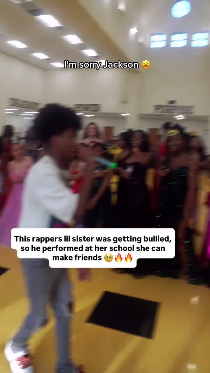 cover for This rappers lil sister was getting bullied, so he performed at her school she canmake friends #SpreadTheLove#ThePawfectMoment