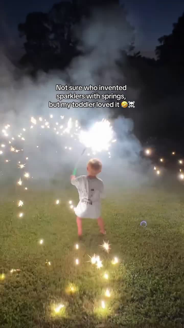 cover for I'm not sure who invented sparklers with springs, but my toddler loved it 🤣🤣🤣#fyp#viral#foryou