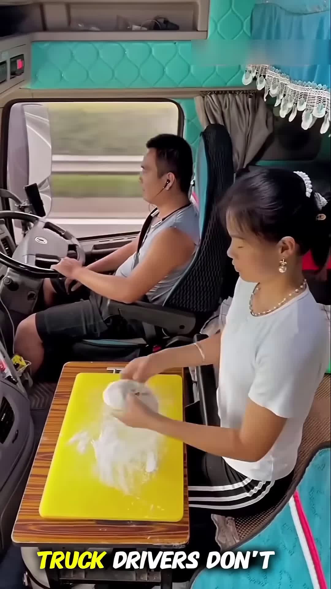 cover for Chinese Couple Truck Drivers Cooking Food