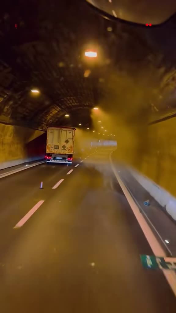 cover for Van trailer loses control and crashes into tunnel wall! 😲 #Trucking #Accident #OutOfControl
