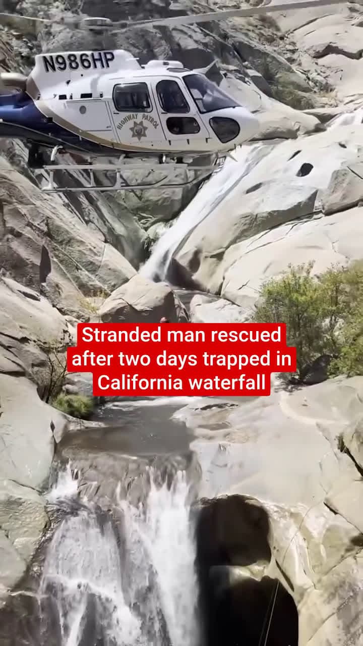 cover for This is the moment a man trapped in a California waterfall for two days is airlifted to safetyThe Tulare County Sheriff Office’s Emergency Services Division received reports of a missing man, who was last seen at the top of th...