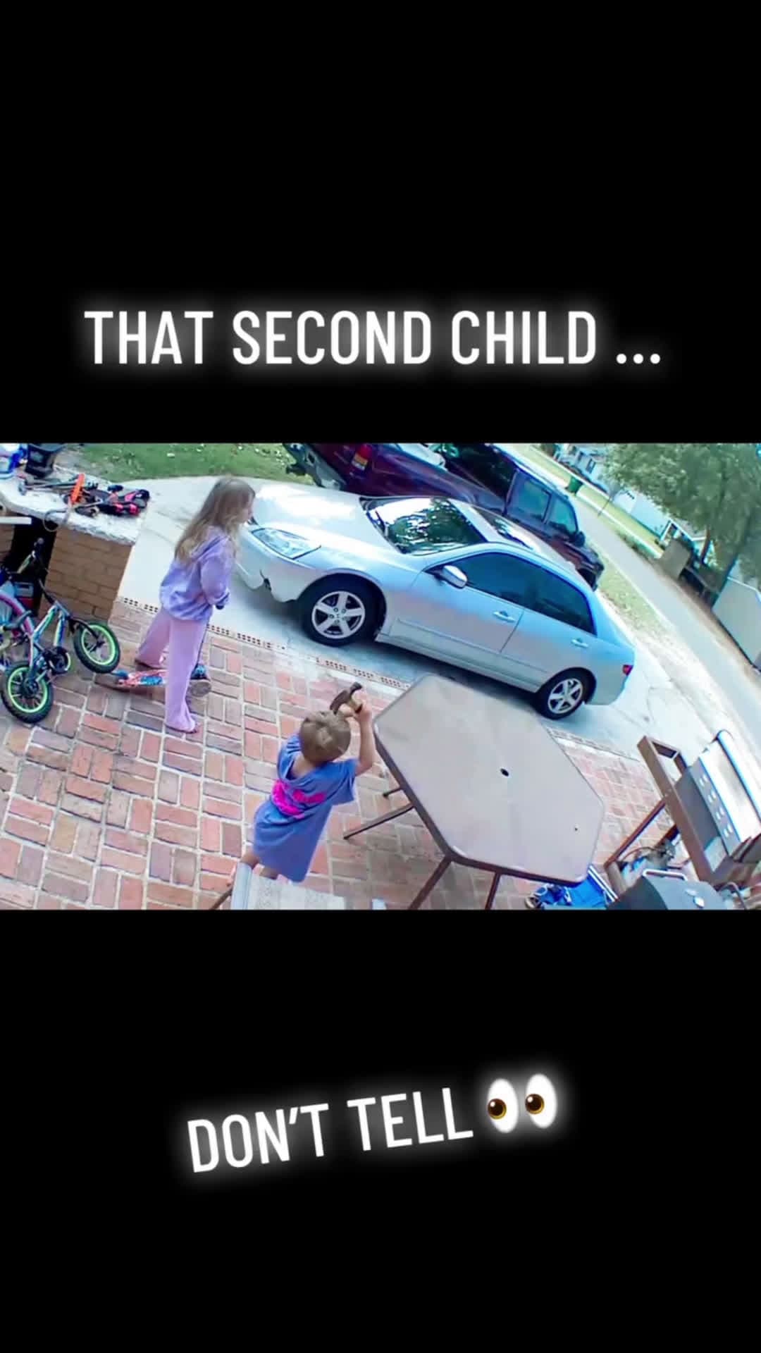 cover for Breaks glass and tells sister don’t tell mom