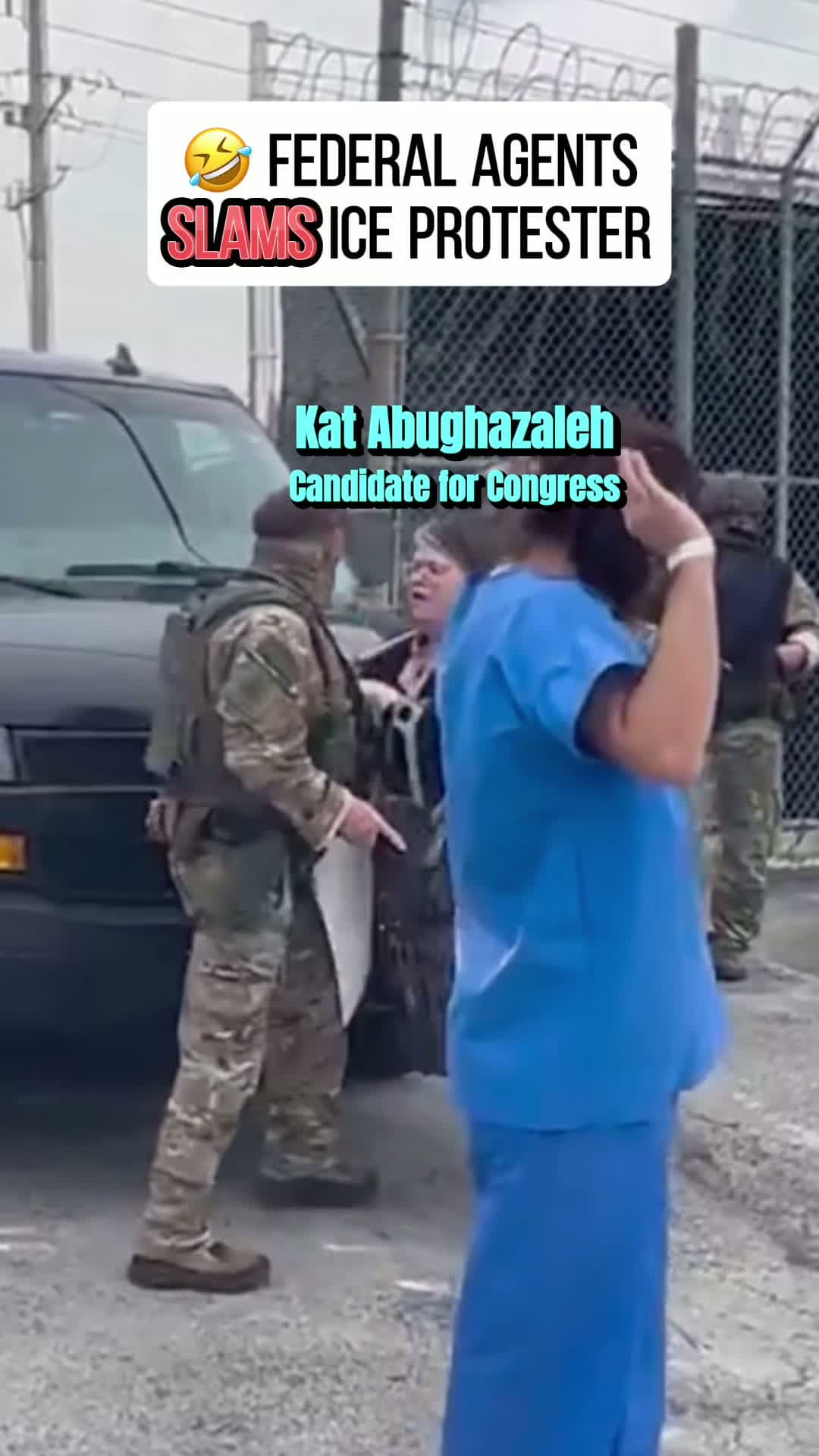 cover for 😤 ICE Protester Slammed - Think She Deserved It? 😂#politicalmemes #politicalmeme