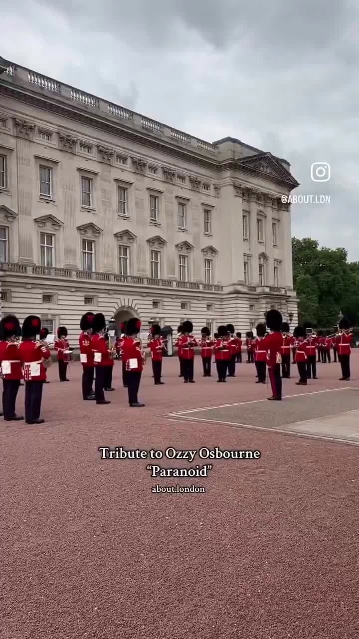 cover for British Guards honor Ozzy Osbourne by playing 'Paranoid' at the Changing of the Guard 🇬🇧🎸 #OzzyOsbourne #Paranoid #ChangingOfTheGuard #Tribute