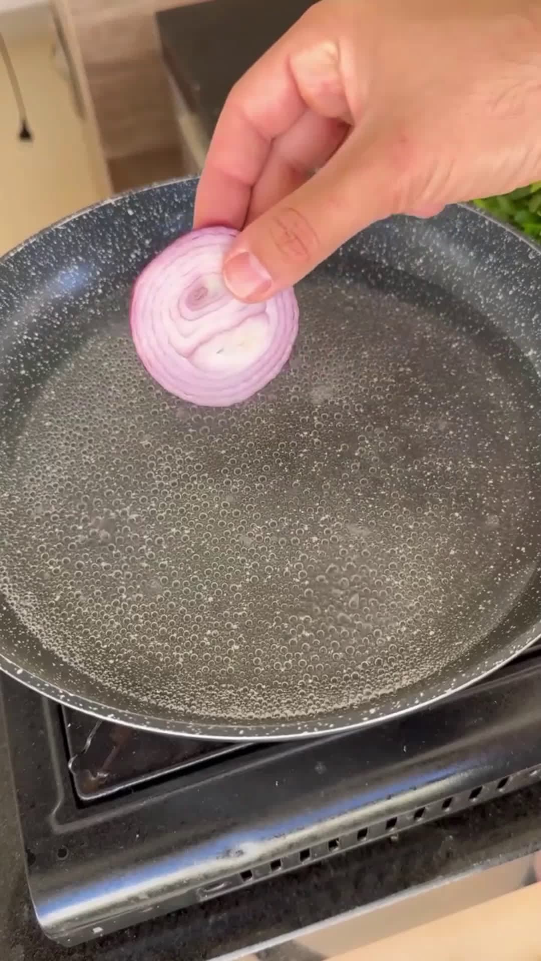 cover for Put red onion in boiling water