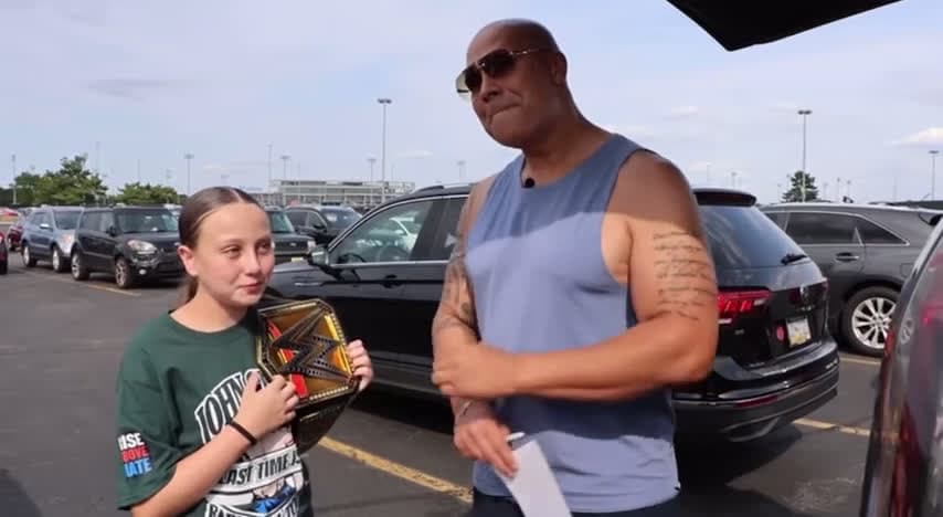 cover for Maven meets the fearless girl who went back and forth with The Rock at WrestleMania 40 🔥 #WrestleMania40 #TheRock #WWE #ViralMoment