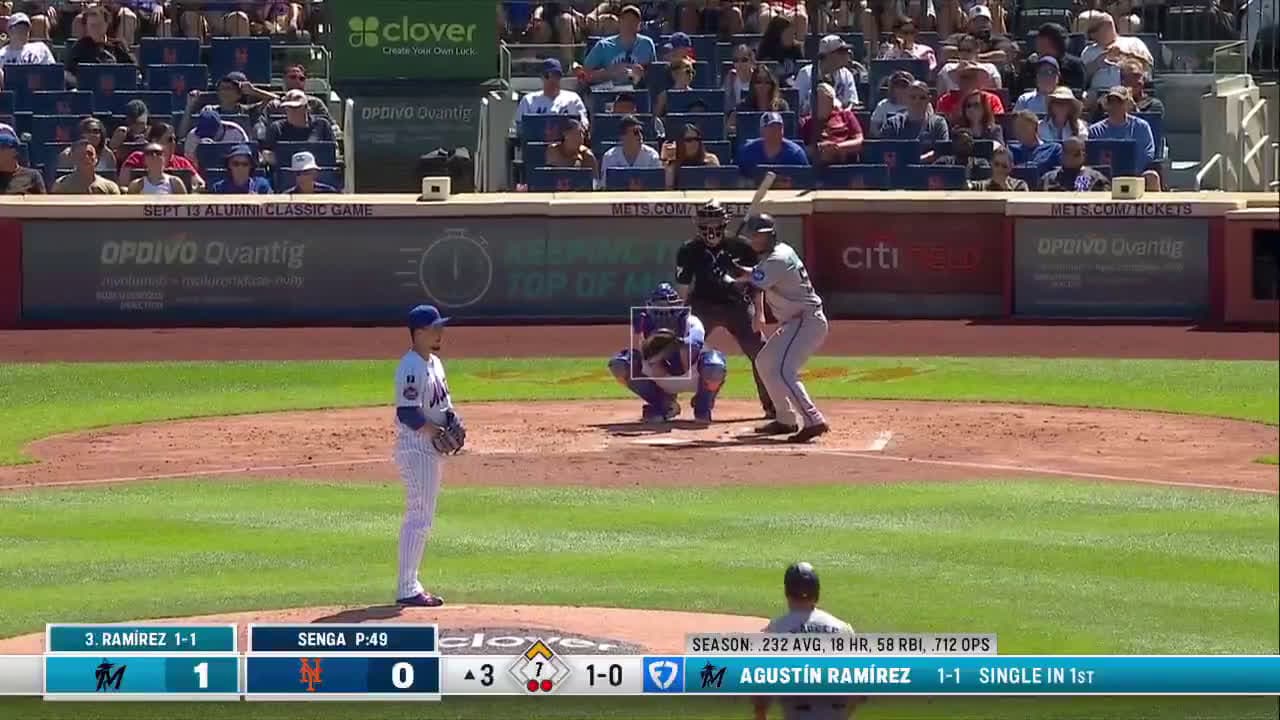 cover for Agustín Ramírez crushes a homer off Kodai Senga! Marlins take a 3-0 lead 💥⚾ #MLB #HomeRun #Marlins
