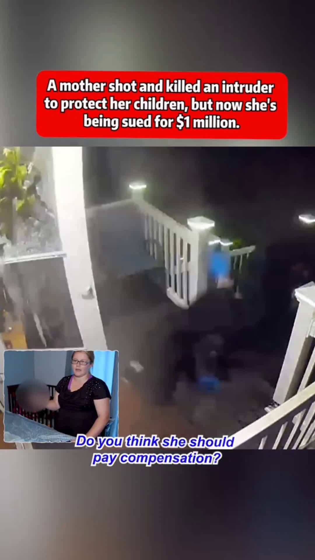 cover for A mother shot and killed an intruder to protect her children , but now she's being sued for $1 million #truecrime #crime #scoopz #fyp #truestory #police #policeofficer 