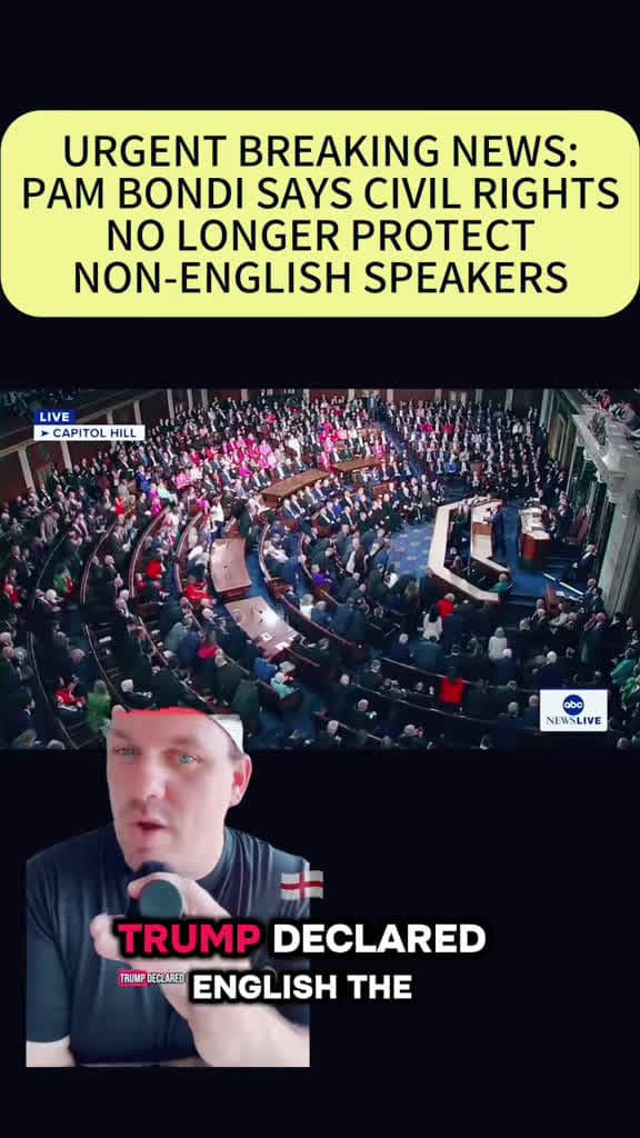 cover for Breaking: English declared official language of the US 🇺🇸✨ DOJ cuts civil rights protections for non-English speakers! #BreakingNews #LanguagePolicy #CivilRights