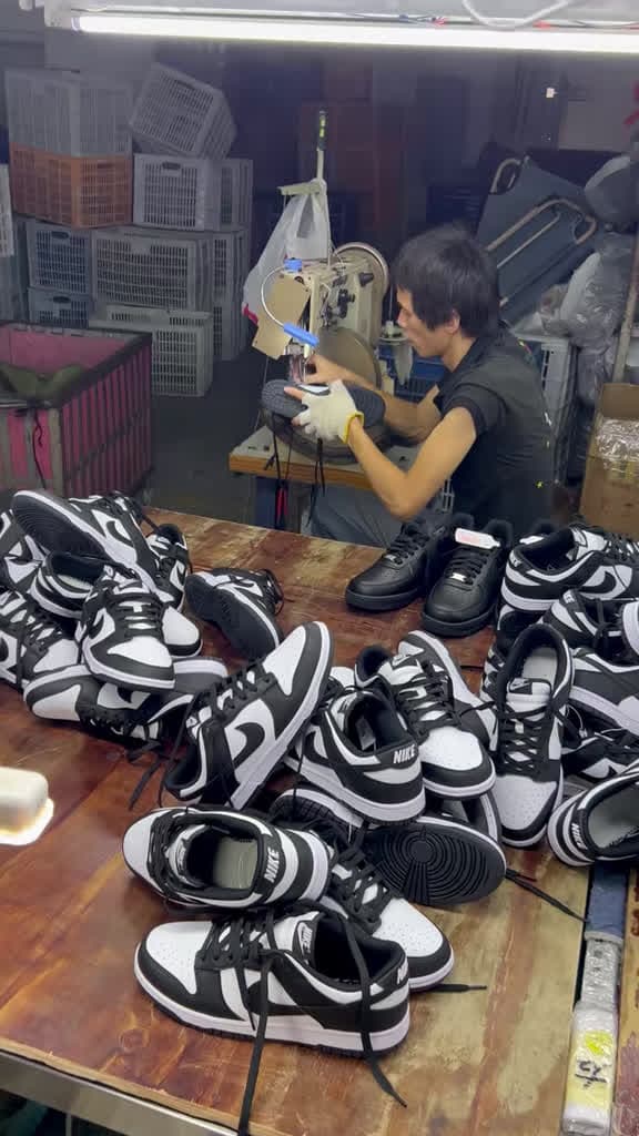 cover for How the Nike Dunk Retro 'Black' is Made 👟 Step inside the sneaker factory! #NikeDunk #Sneakers #Factory #FYP