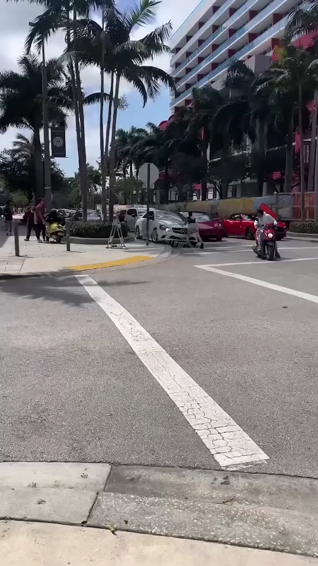 cover for Chaos erupts as a Mercedes crashes into a Tesla, tries to flee—trapped by a trolley! 🚨🔥 #bodycam 
