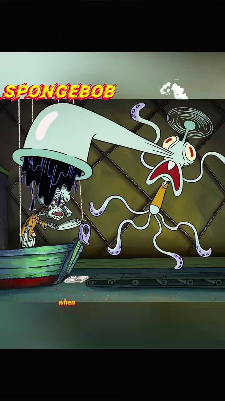 cover for Squidward sprays ink non-stop whenever he’s scared — pure cartoon chaos! 😱 #SpongeBob #Squidward #Cartoon #Animation #Funny