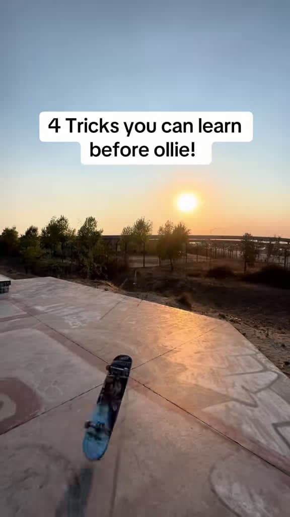 cover for 4 easy skate tricks to master before your ollie — drop what you want next in the comments! 💪🛹 #skatetips #beginnerskate #howto