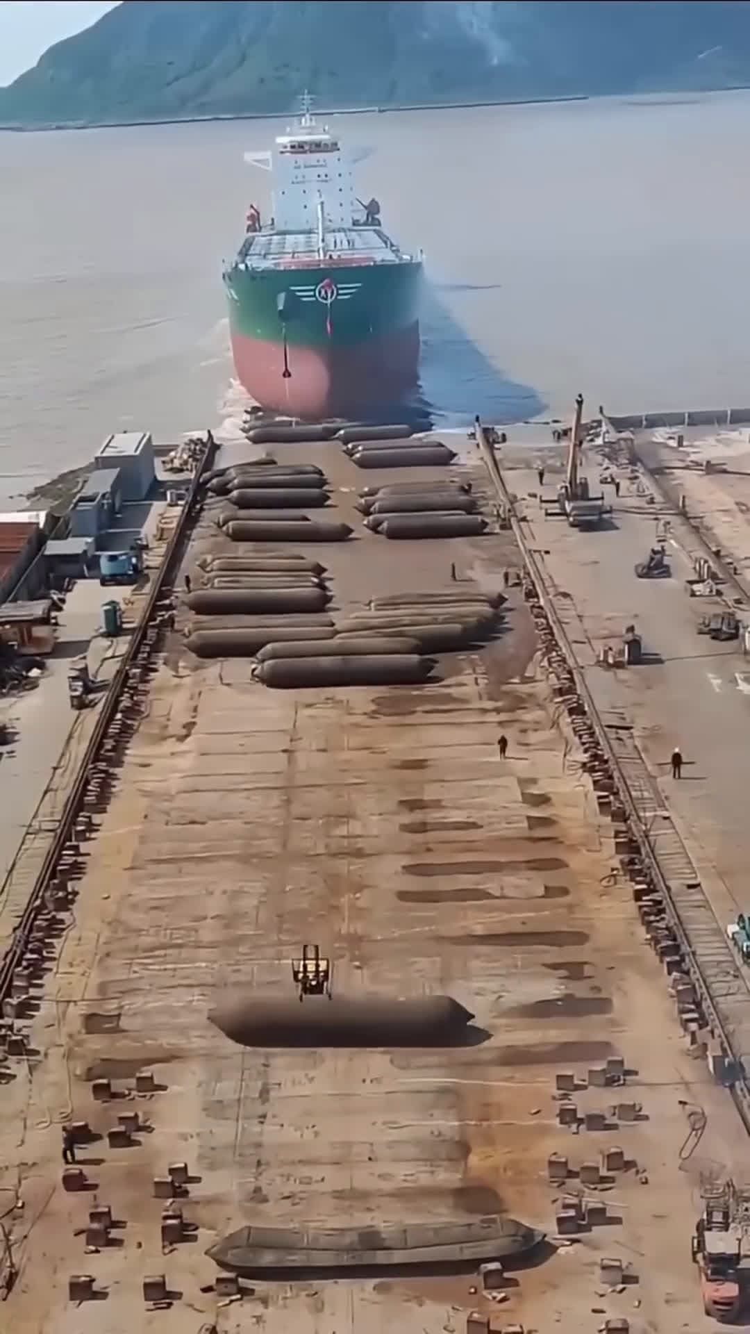 cover for Ship launching in sea #shiplaunch #shiplaunching #bigship 
