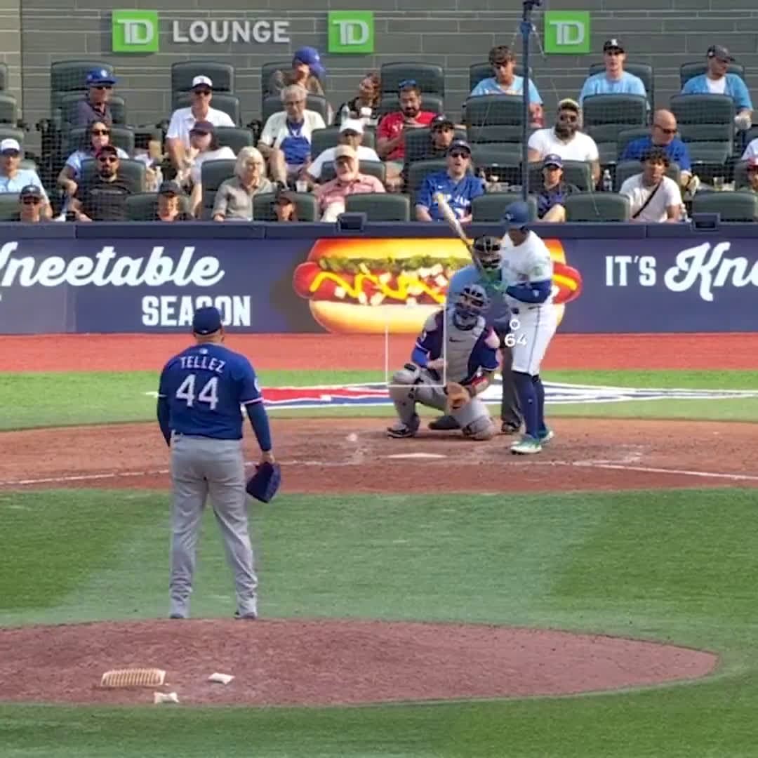 cover for Rowdy Tellez clocks ex-teammate George Springer with a 66 mph heater — you won't believe this pitch! ⚾️💥 #Baseball #MLB #Pitching #RowdyTellez #GeorgeSpringer