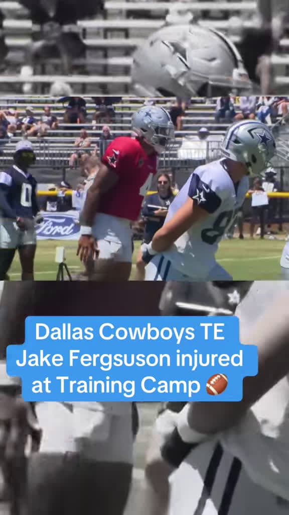 cover for Jake Ferguson leaves Cowboys practice early after big hit 😳 #Cowboys #NFL #TrainingCamp