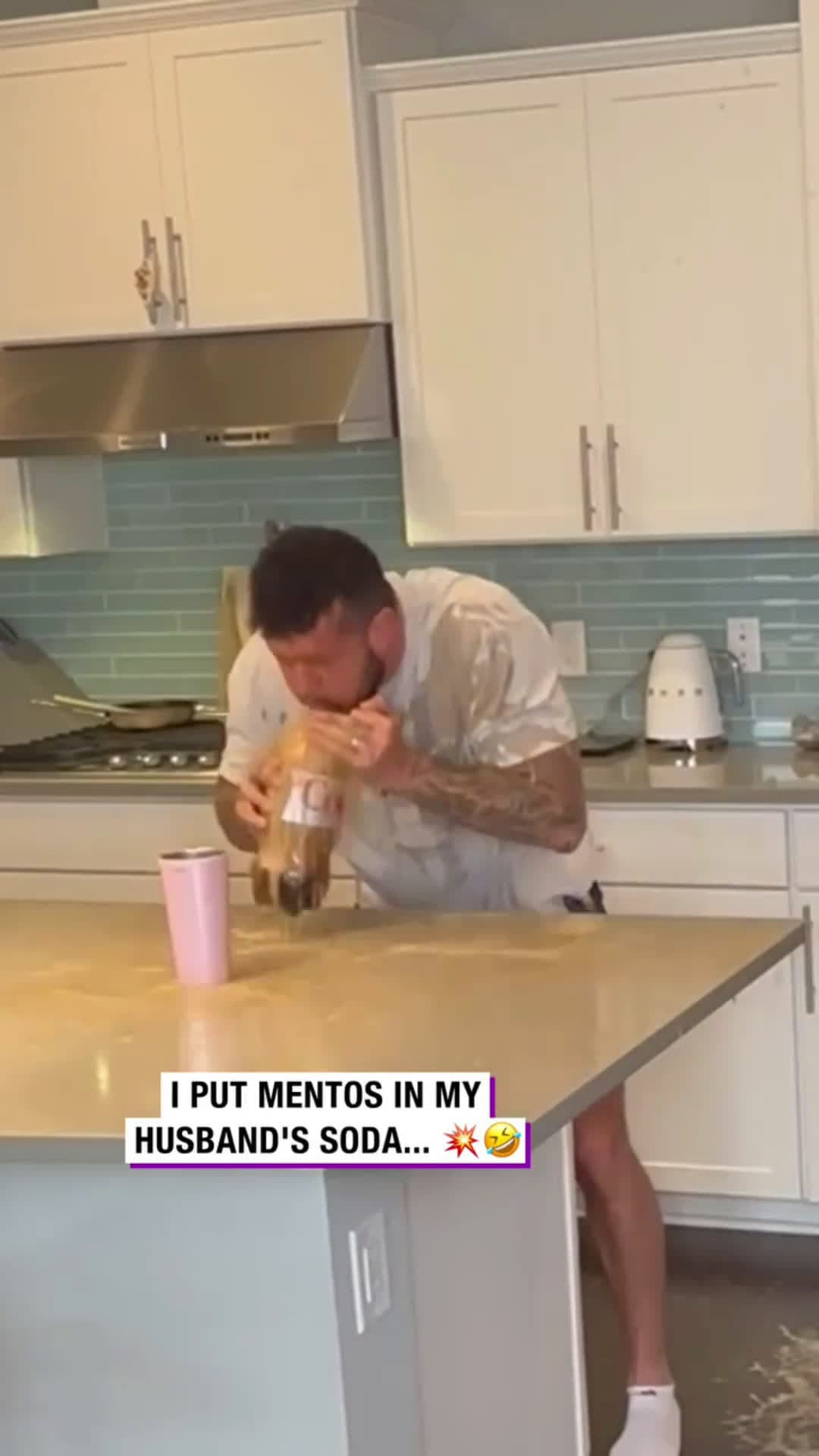 cover for I put mentos in my husbands soda 🥤💥Why was his mouth like that... 🤣