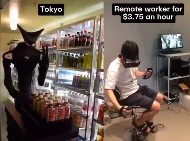 cover for Japan is testing a new concept: remote workers operating robots from 8 kilometers away.