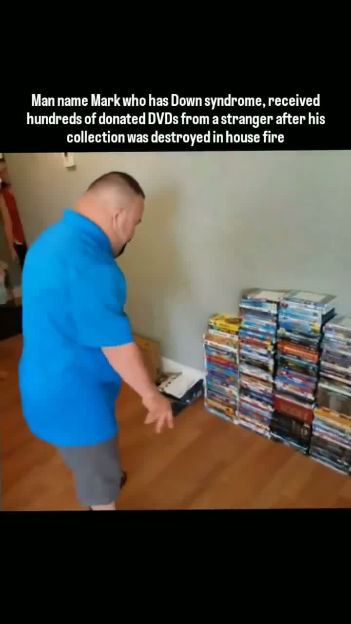 cover for Man with Down syndrome loses 1,000+ movies in a fire — then hundreds of DVDs pour in to rebuild his collection 🎬❤️ #Heartwarming #CommunityLove #MovieMagic