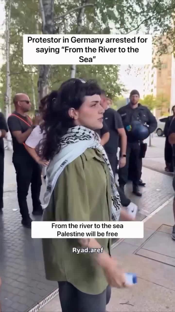 cover for German police arrested a peaceful anti-genocide protester only for chanting “From the river to the sea, Palestine will be free.”
