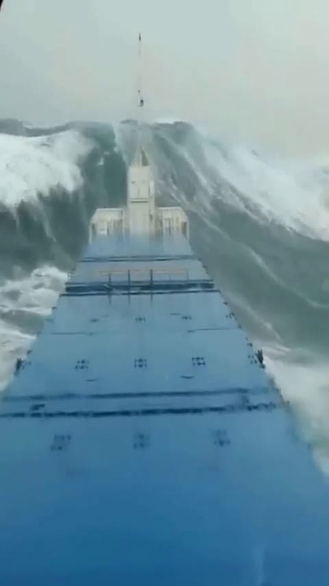 cover for Epic struggle of a ship battling towering waves 🌊🚢 #RoughSea #OceanStorm #ShipAdventure #NaturePower