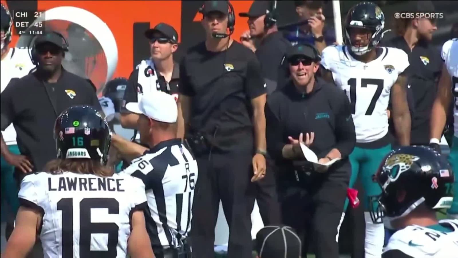 cover for Trevor Lawrence casually waves off Head Coach Liam Coen 😲 #NFL #TrevorLawrence #LiamCoen #FootballMoments