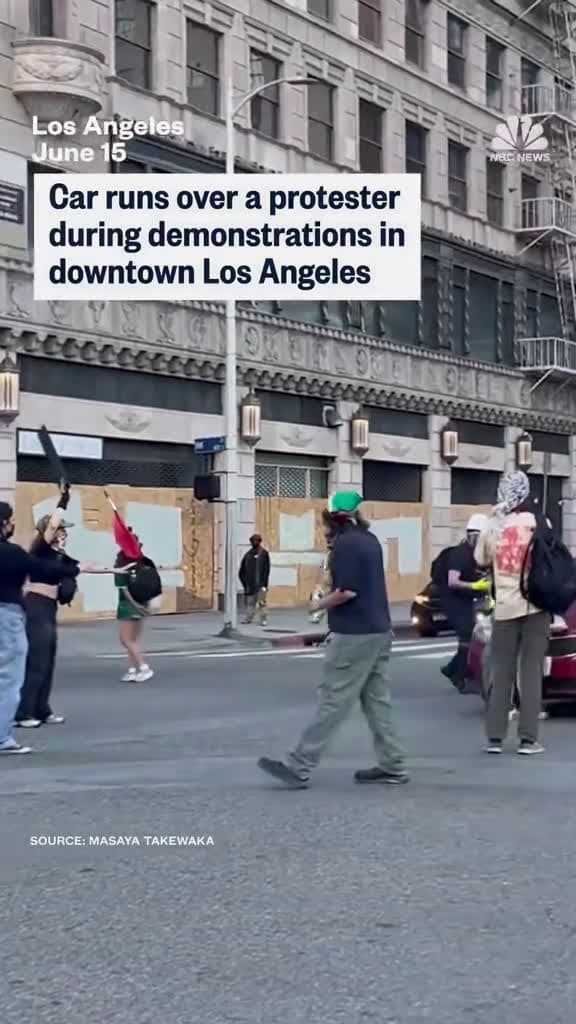 cover for Car runs over a protester during demonstrations in downtown Los Angeles